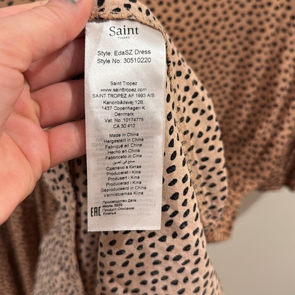 Saint Tropez Women’s Dot Dress V-neck 3/4 Sleeves Midi Tier Dress Size M - Picture 6 of 6